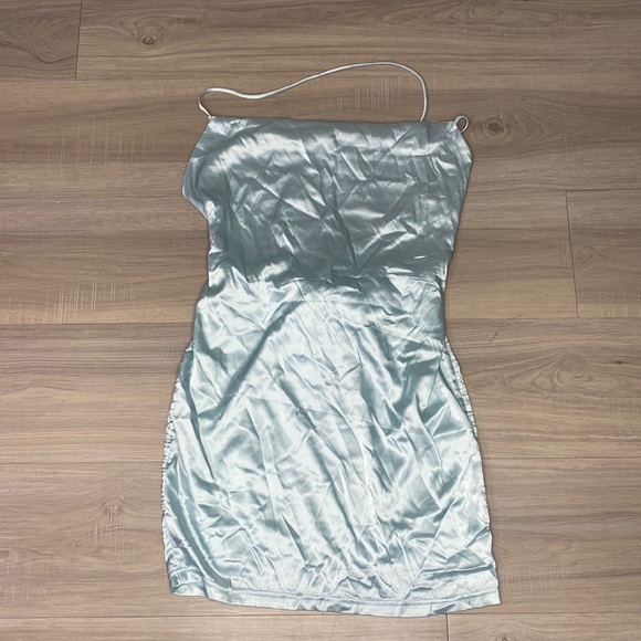 Take Me Higher Satin Mini Dress - Sage - Picture 1 of 4